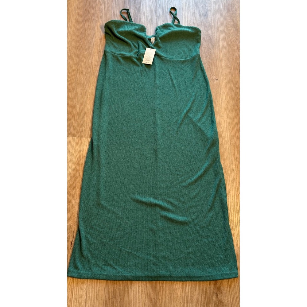 A New Day Teal Green Textured Knit Midi Dress XXL Sweetheart Neck Sleeveless NWT